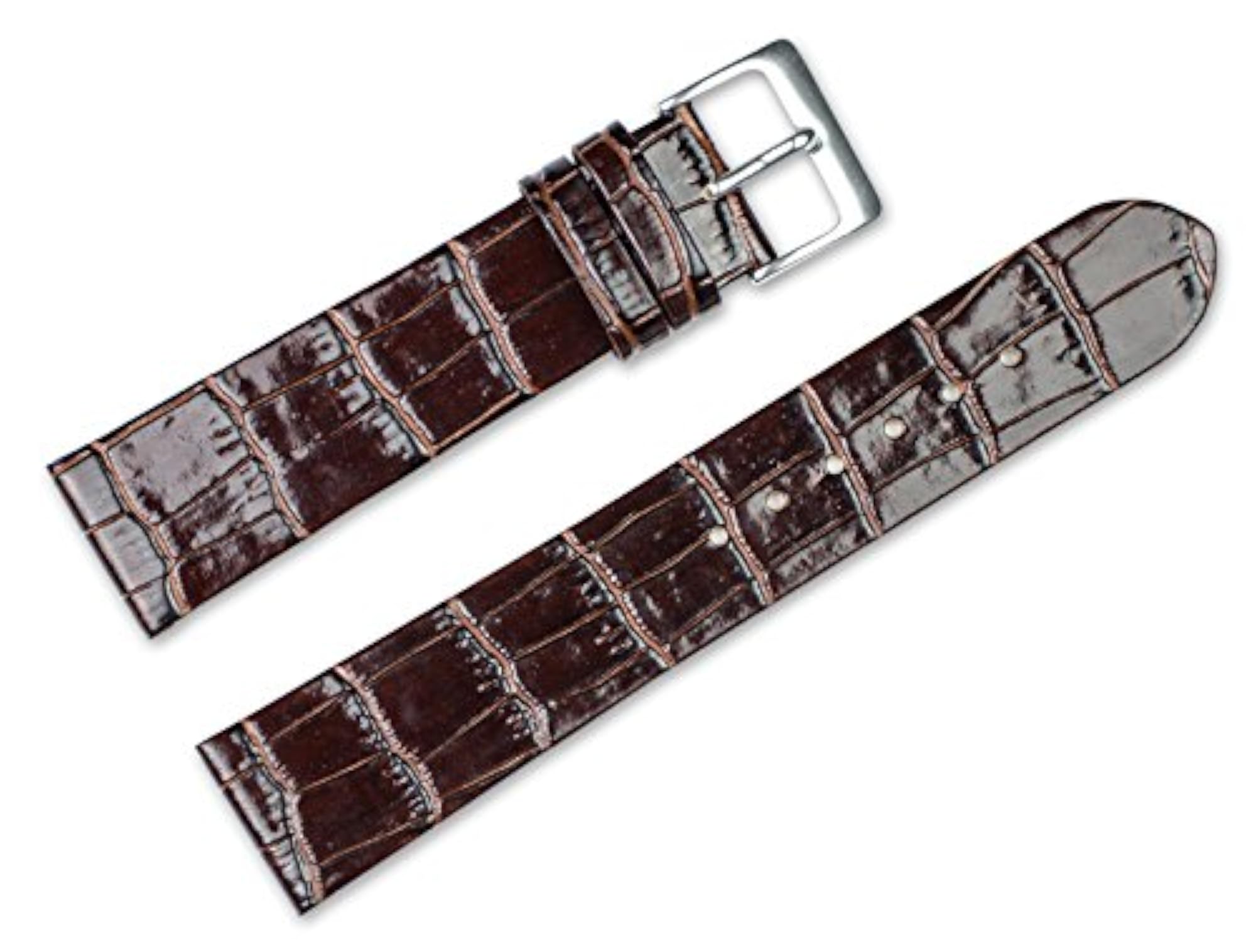 Alligator Grain Flat Watch Band, Choice of Color & Width